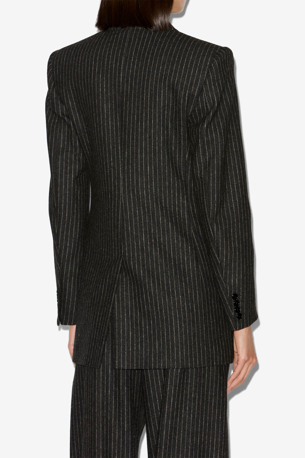 Veste tailleur jevima en laine rayée - Anthracite - Woman - 5