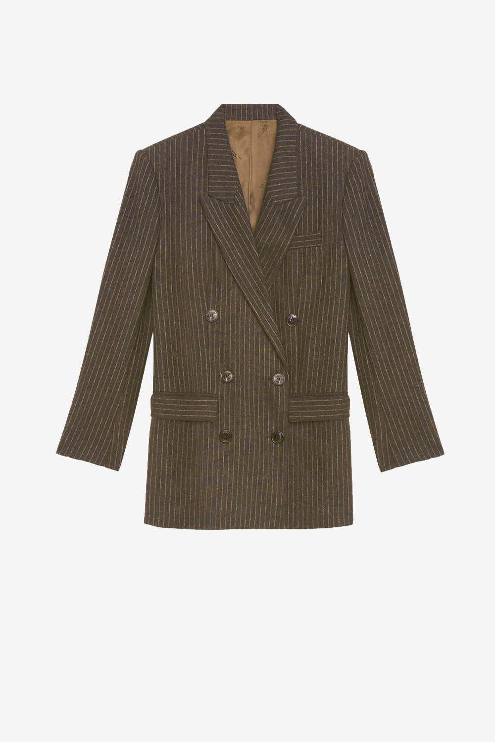 Veste tailleur jevima en laine rayée - Foncé bronze - Woman - 1