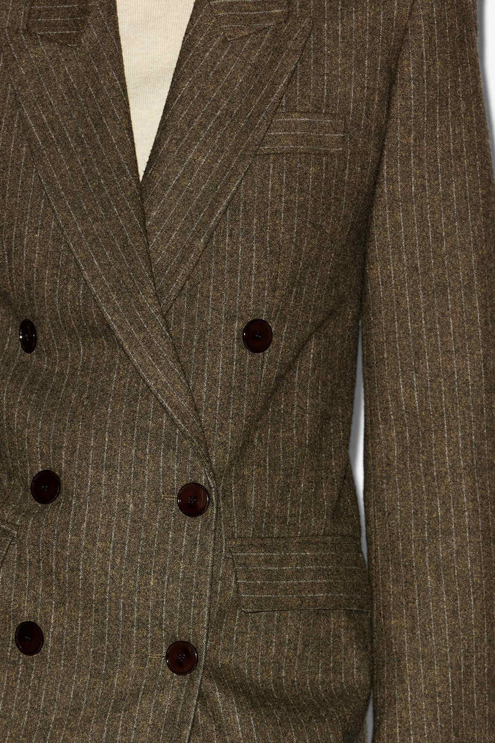 Veste tailleur jevima en laine rayée - Foncé bronze - Woman - 3