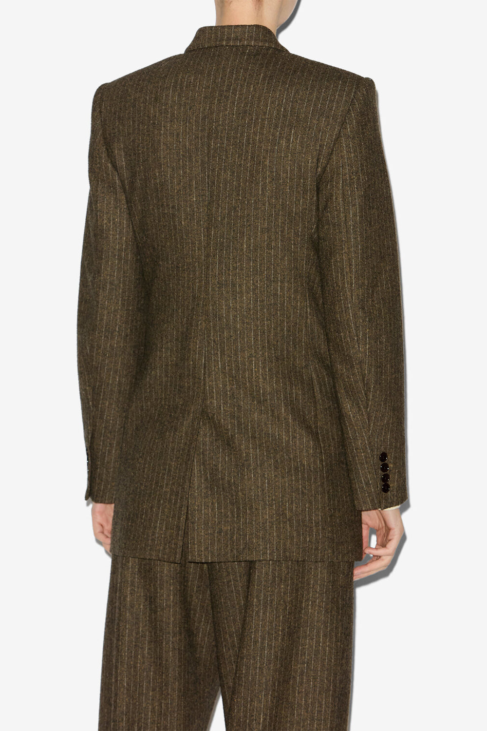 Veste tailleur jevima en laine rayée - Foncé bronze - Woman - 5