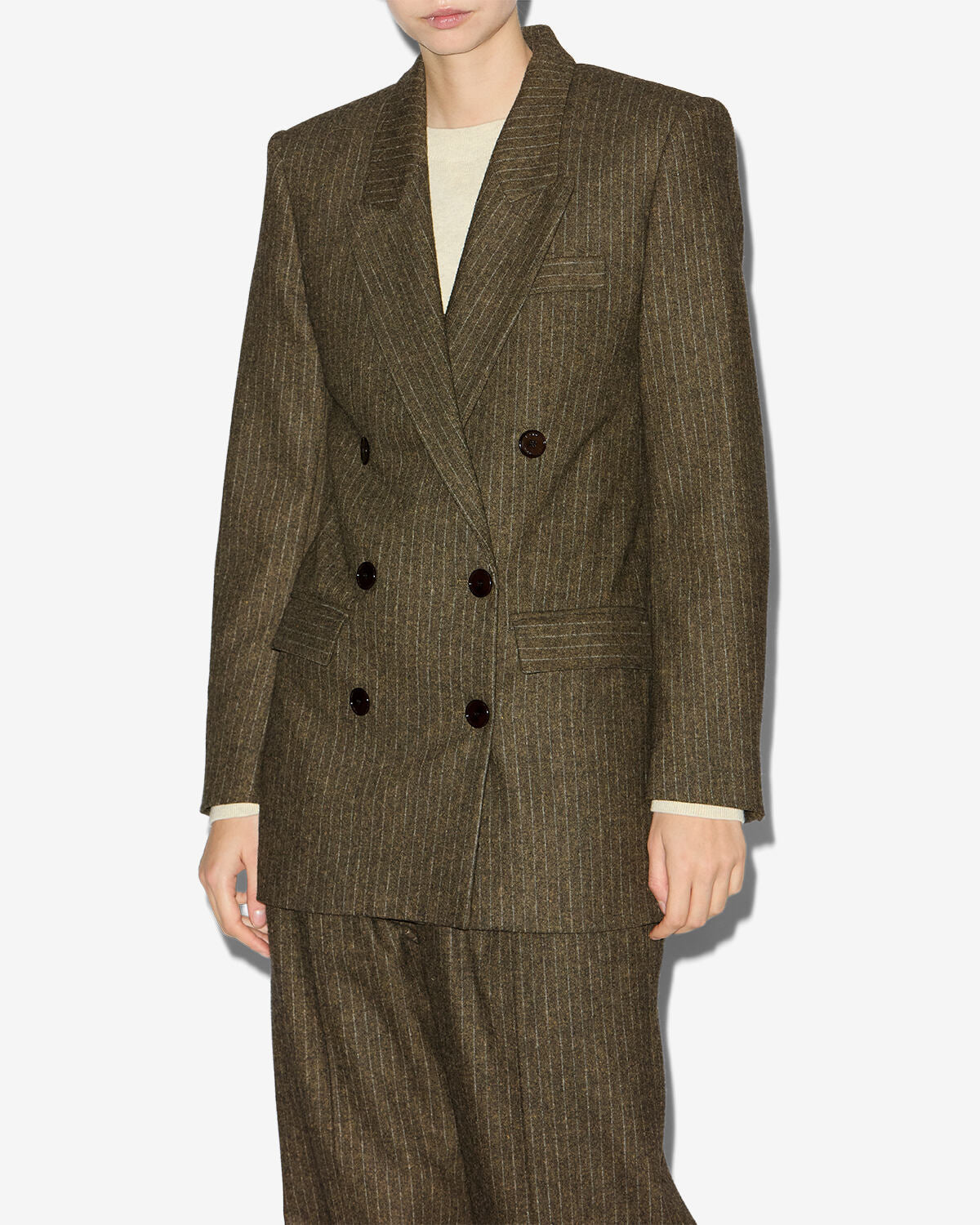 Giacca tailleur jevima in lana a righe - Dark bronze - Woman - 3