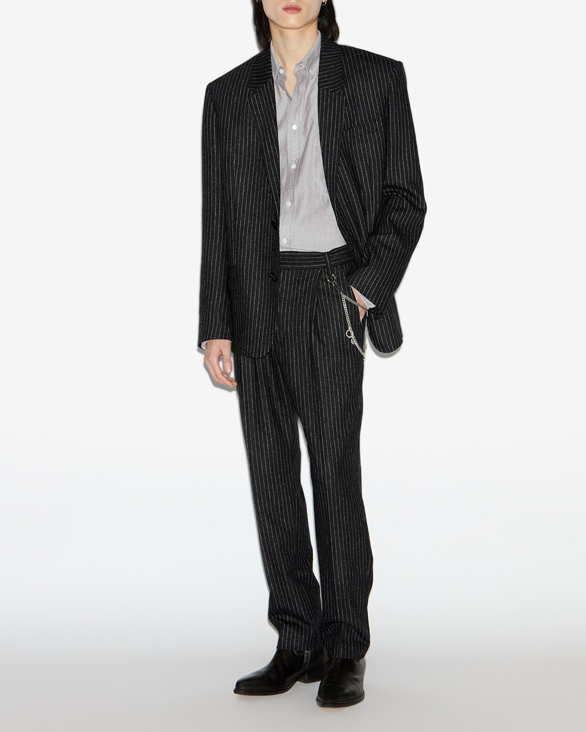 Freddie striped wool suit jacket - Anthracite - Man - 1