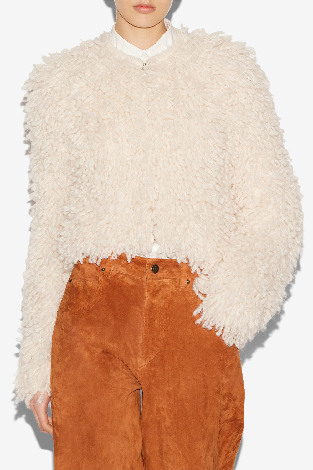 Jacke fedra aus wolle mit pelzoptik - Naturfarben - Woman - 4
