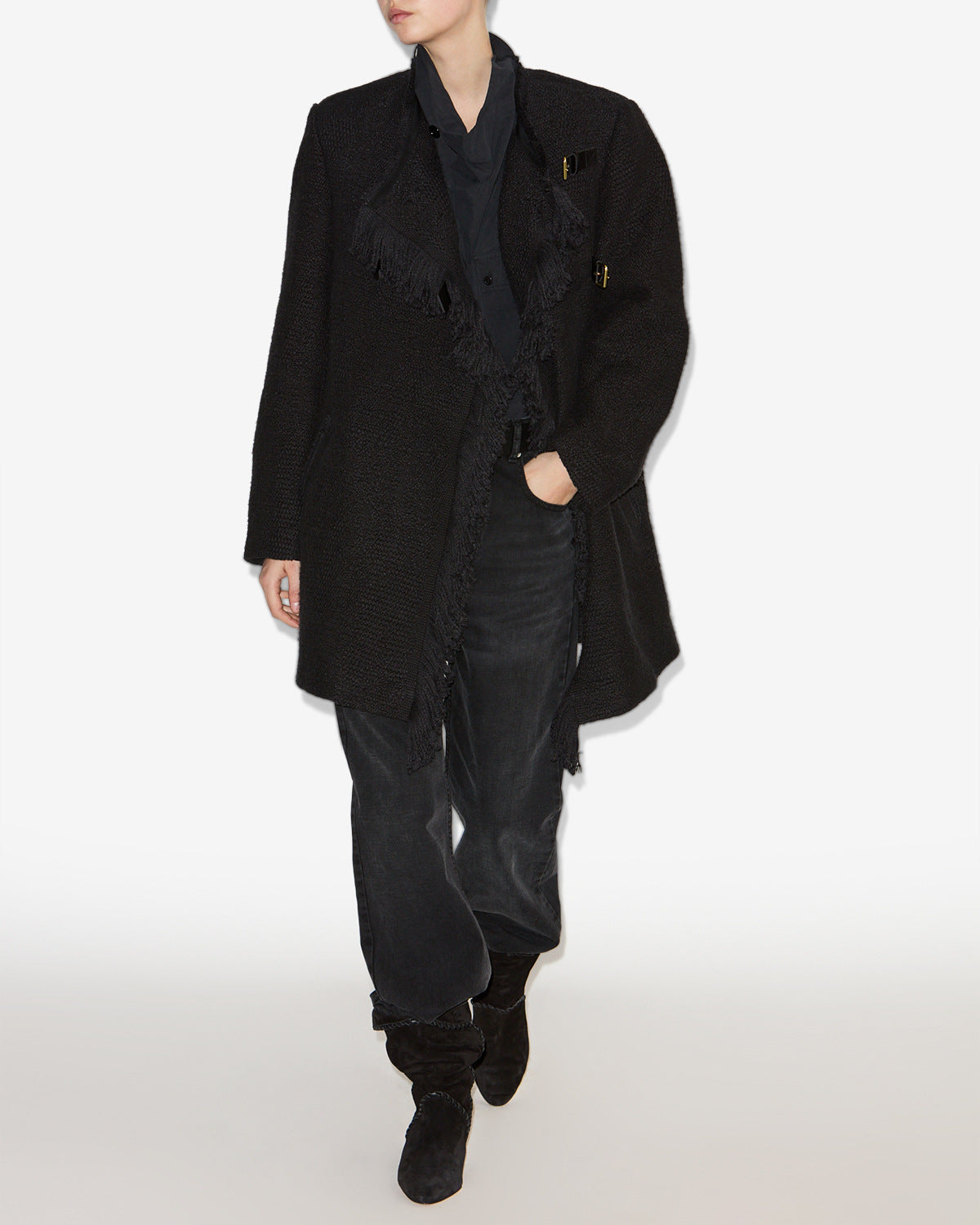Giacca garmia in cotone e lino - Nero - Woman - 1