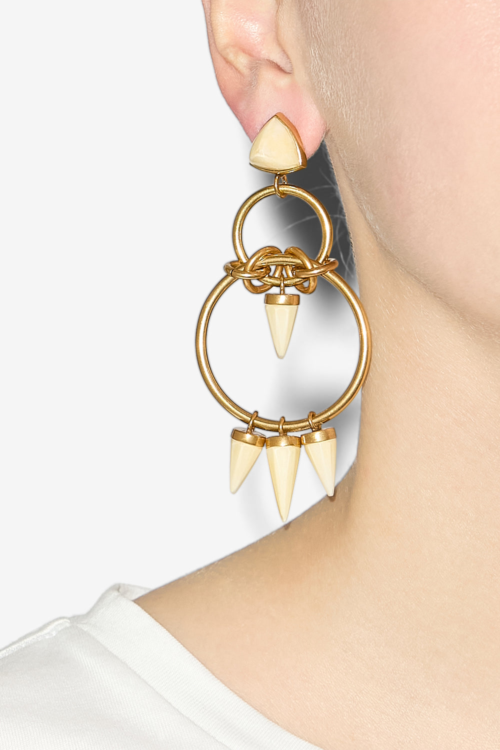 Ohrringe be with you mit anhänger - Ecru-light brass - Woman - 2
