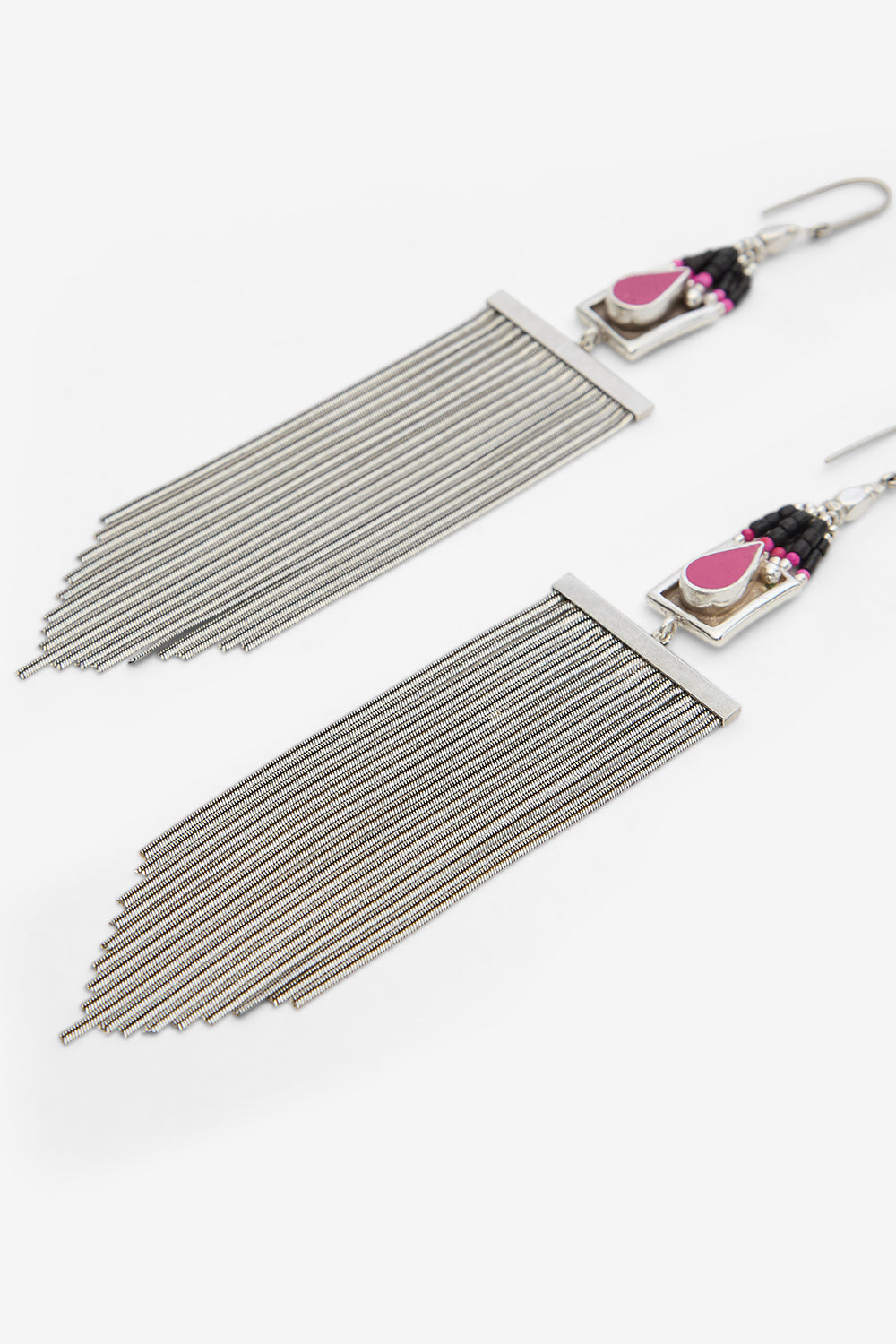 Orecchini a pendente jaya con perle e catenine - Black and silver - Woman - 3