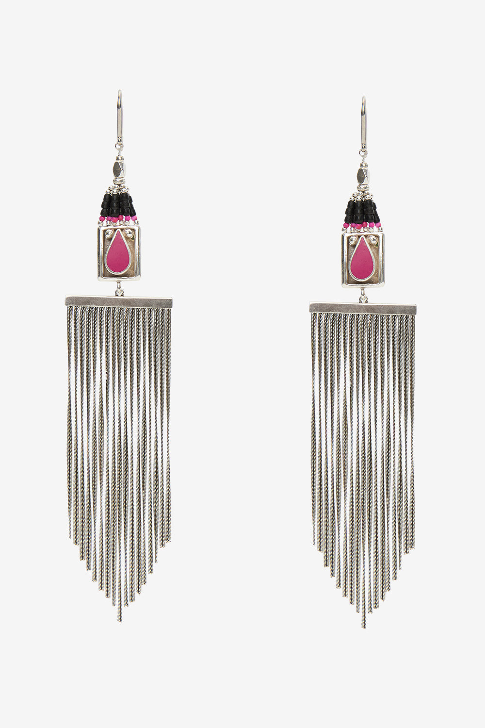 Orecchini a pendente jaya con perle e catenine - Black and silver - Woman - 1