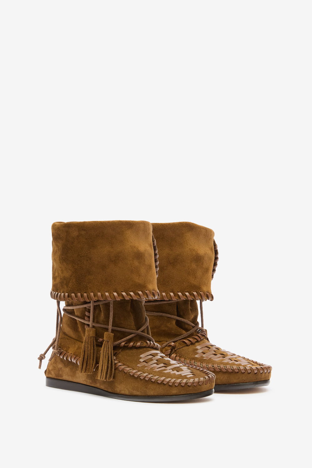 Bottes winki en cuir suédé et tressé - Light bronze - Woman - 3
