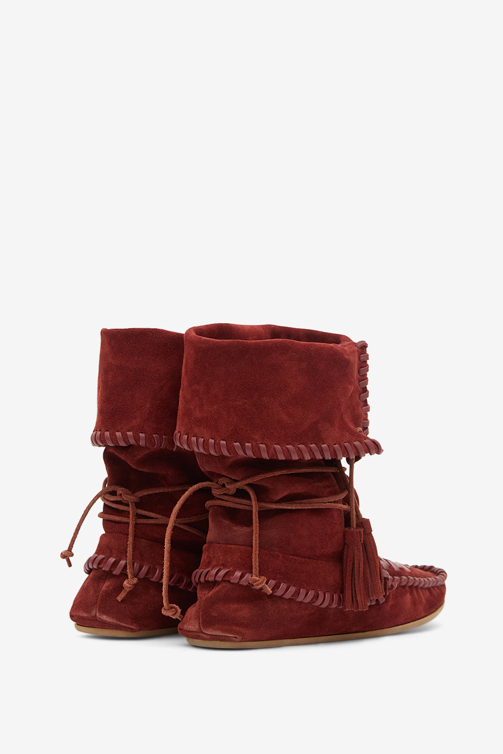 Bottes winki en cuir suédé et tressé - Bordeaux - Woman - 2