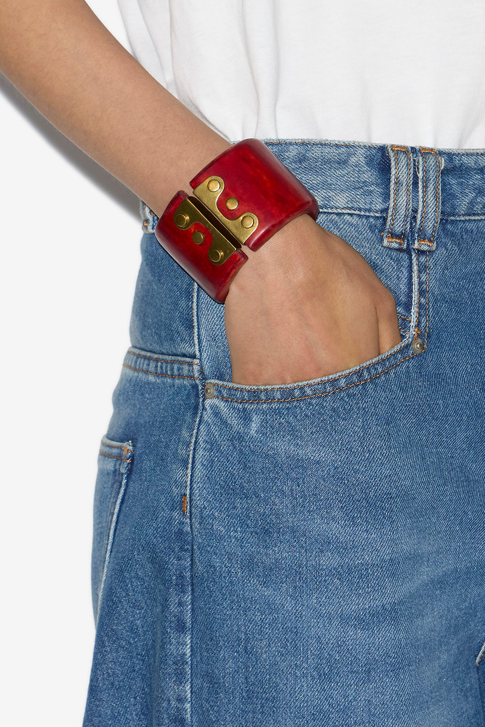 Bracelet manchette hoda en résine et laiton - Henna-light brass - Woman - 2