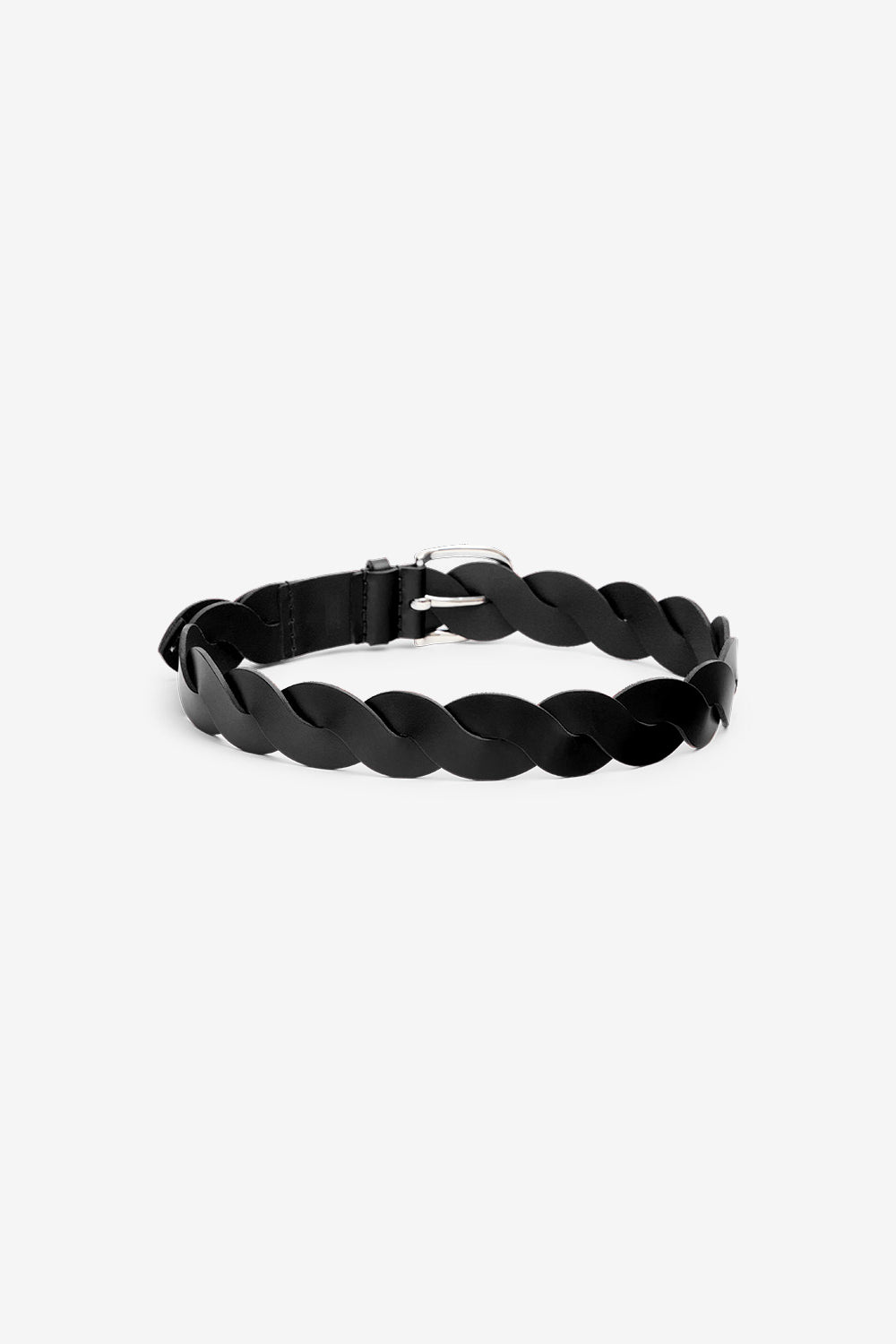 Ceinture zigza en cuir entrelacé - Noir - Woman - 2