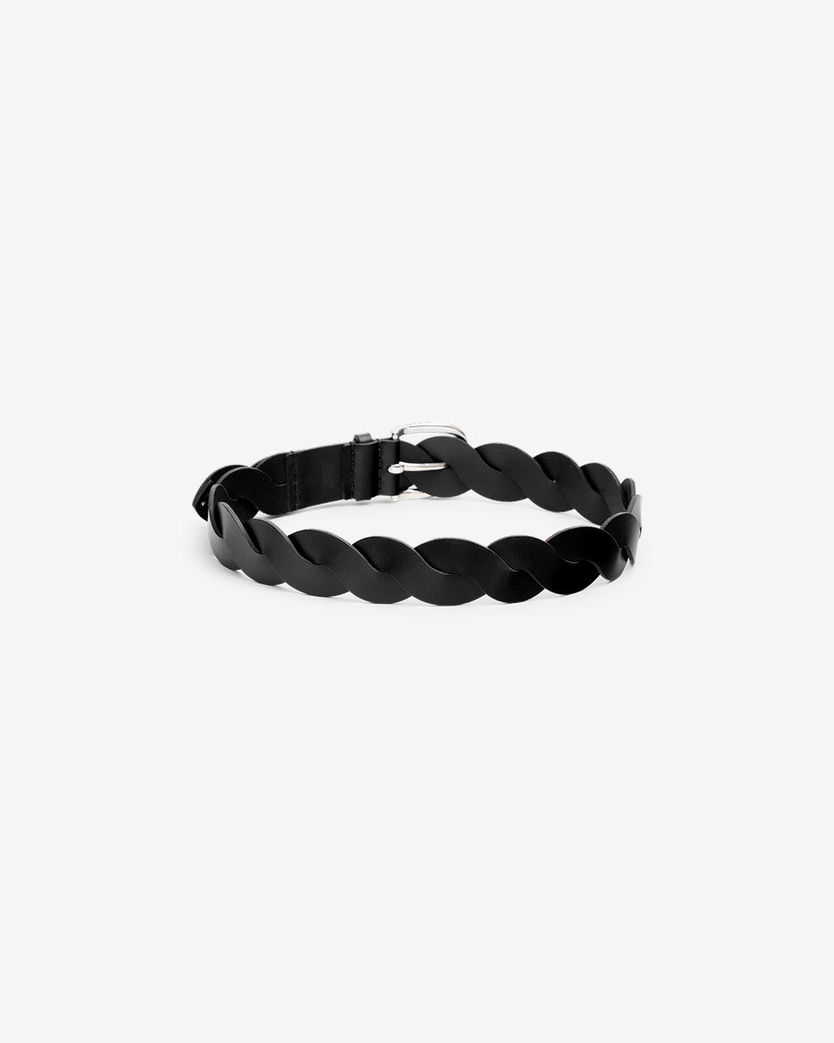 Ceinture zigza en cuir entrelacé - Noir - Woman - 2