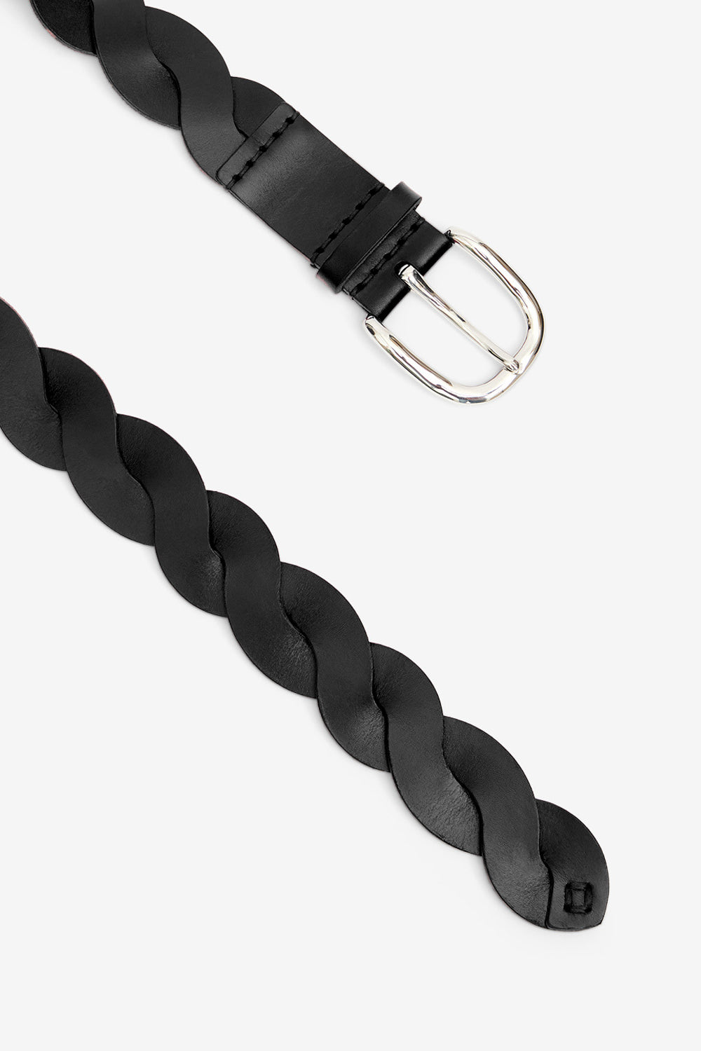 Ceinture zigza en cuir entrelacé - Noir - Woman - 3