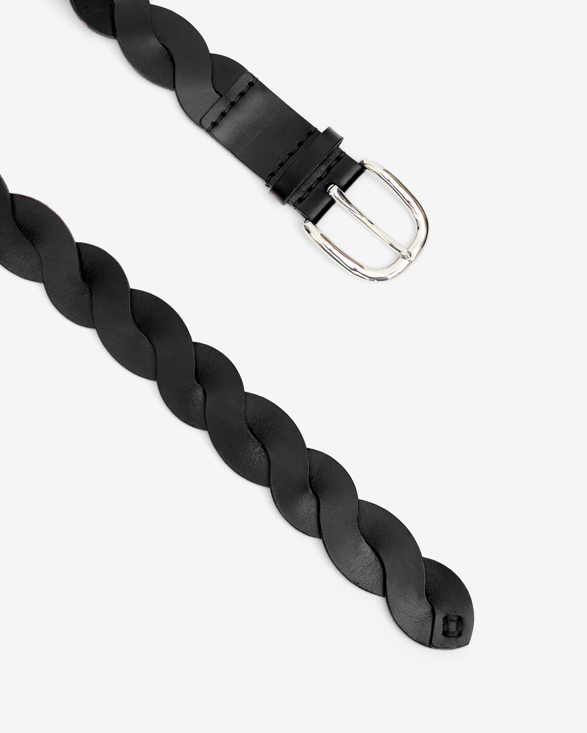 Ceinture zigza en cuir entrelacé - Noir - Woman - 3