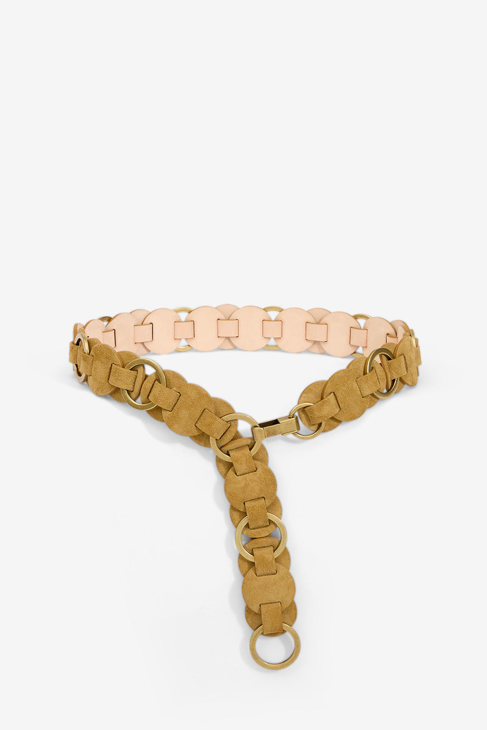 Cintura lota con pelle scamosciata e anelli intrecciati - Beige - Woman - 1
