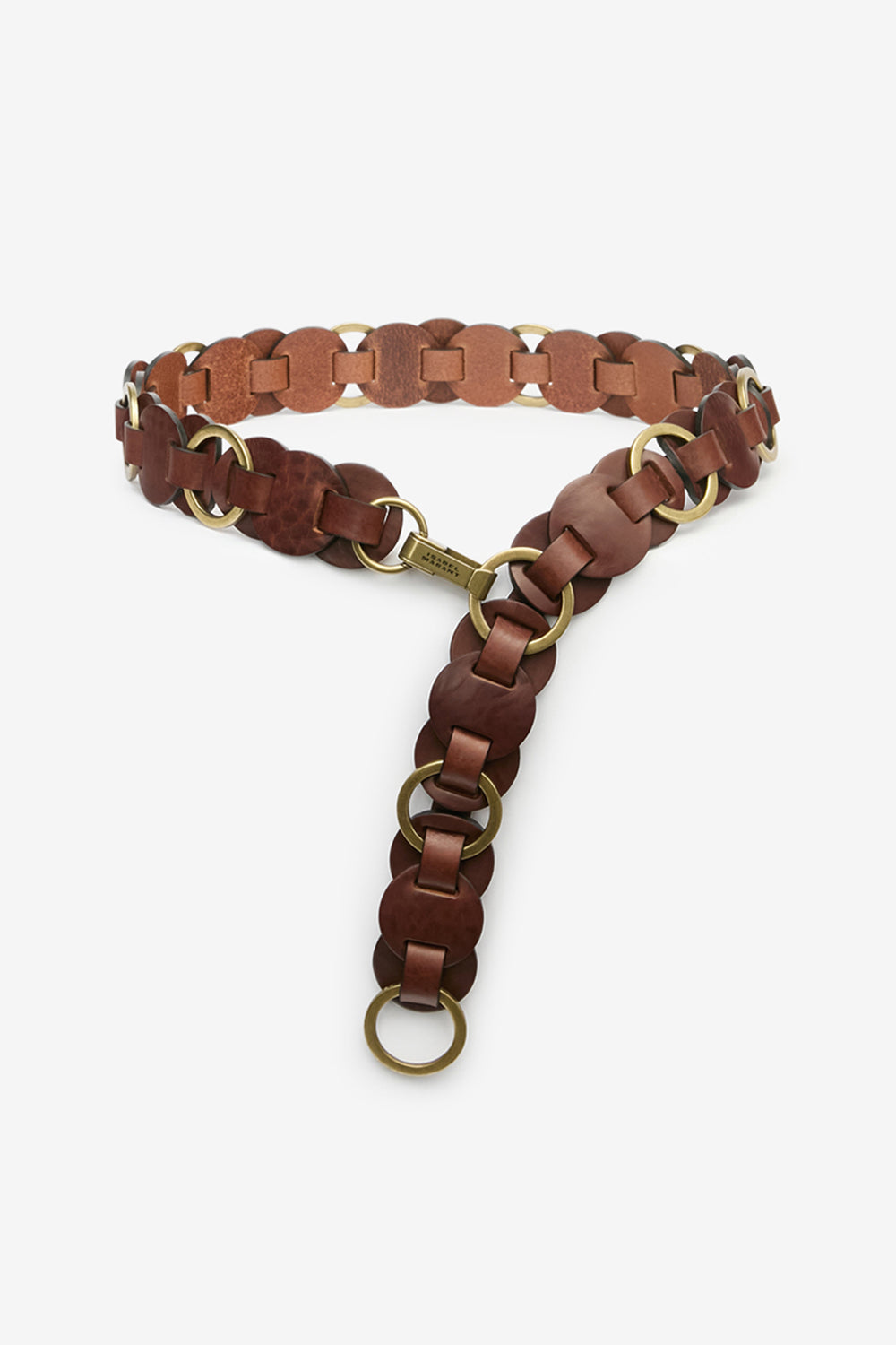 Cintura in pelle con anelli lota - Arancia - Woman