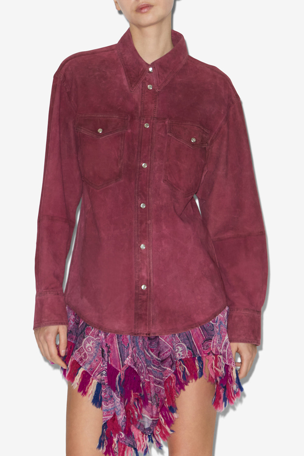 Camicia danisia in pelle scamosciata - Lampone - Woman - 4