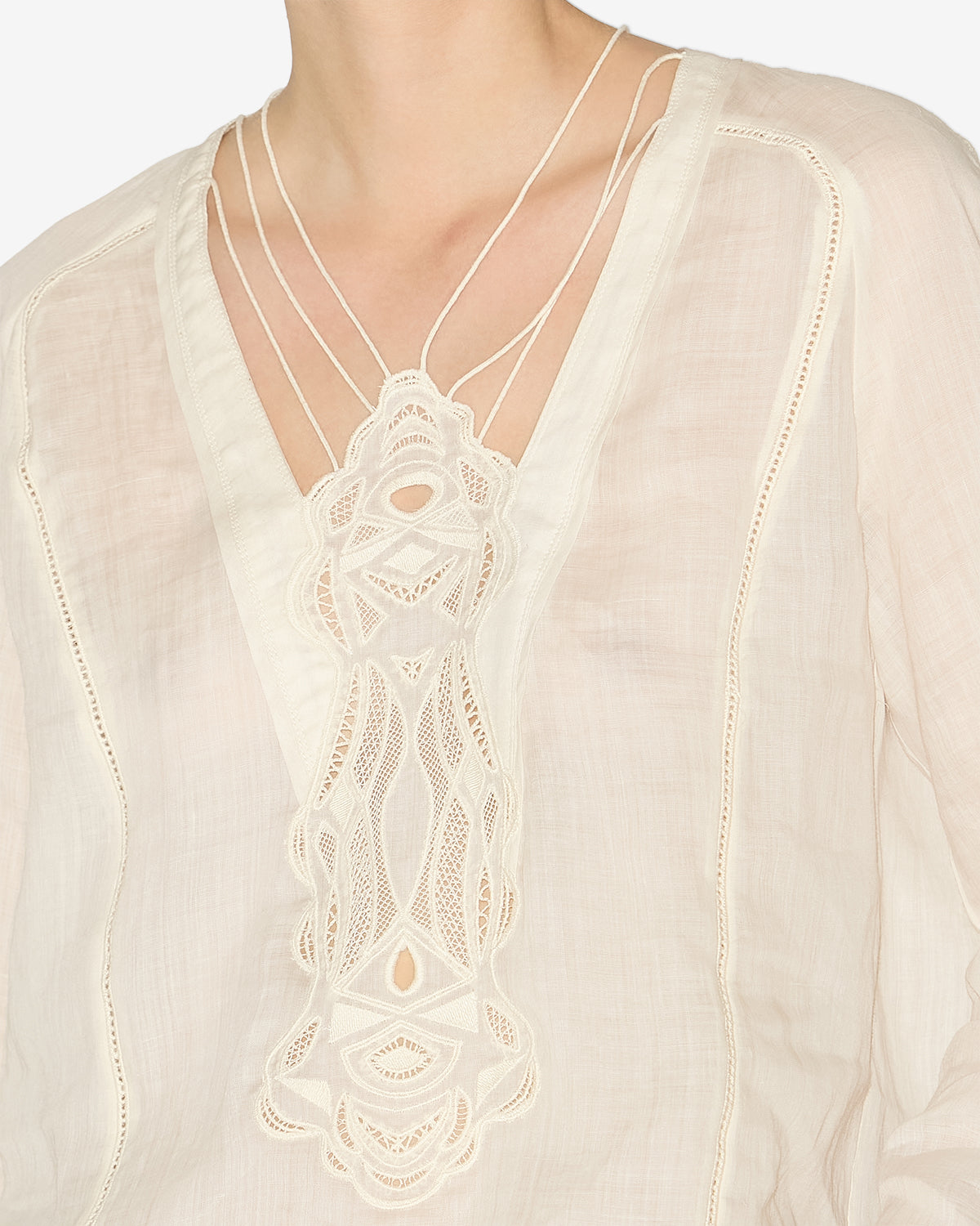 Blusa luna in ramiè e ricami - Ecru - Woman - 2