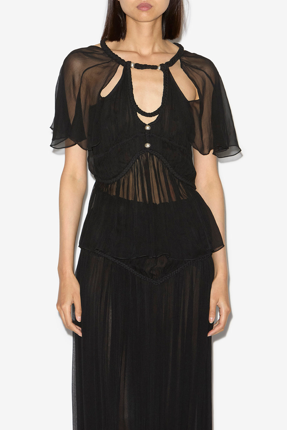 Rosaline gathered silk top - Black - Woman - 4