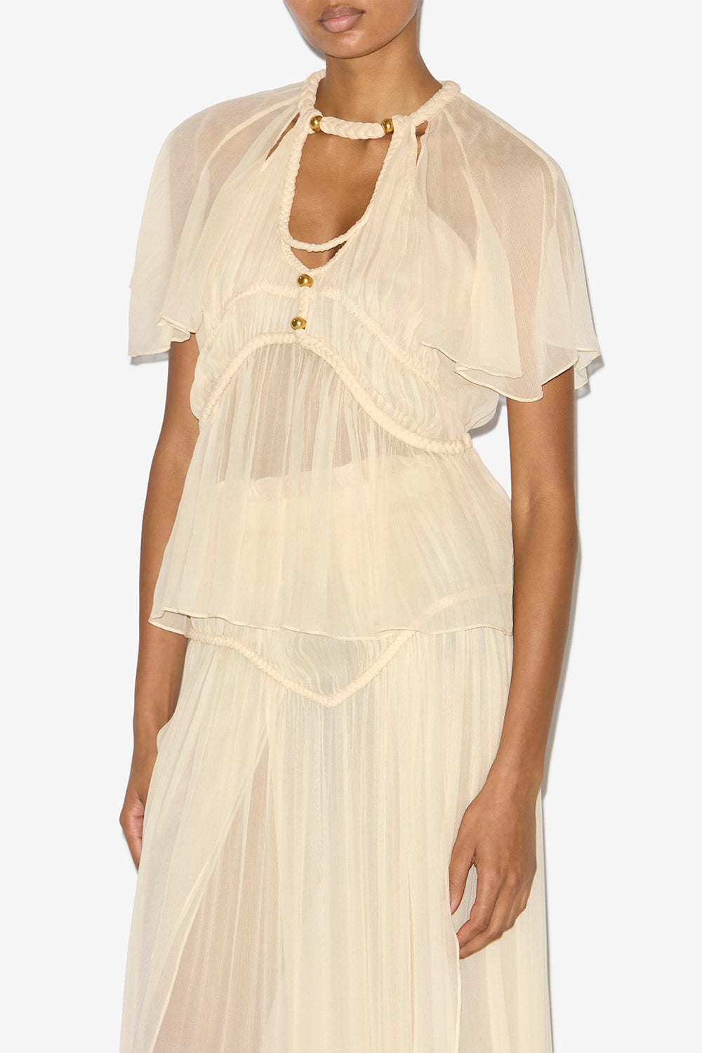 Top rosaline aus geraffter seide - Naturfarben - Woman - 4