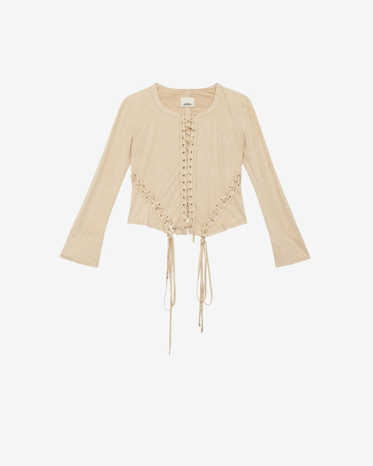 Top seatle en faux cuir suédé à laçages - Écru - Woman - 5