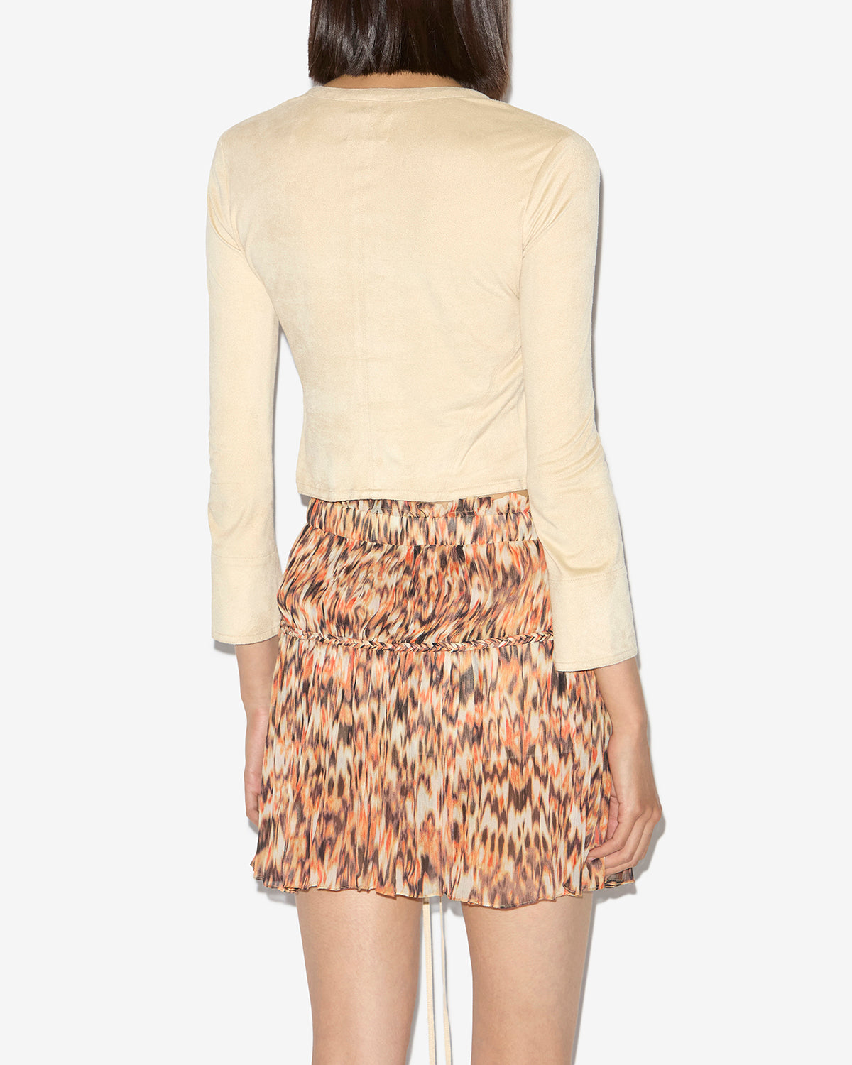 Top seatle en faux cuir suédé à laçages - Écru - Woman - 4