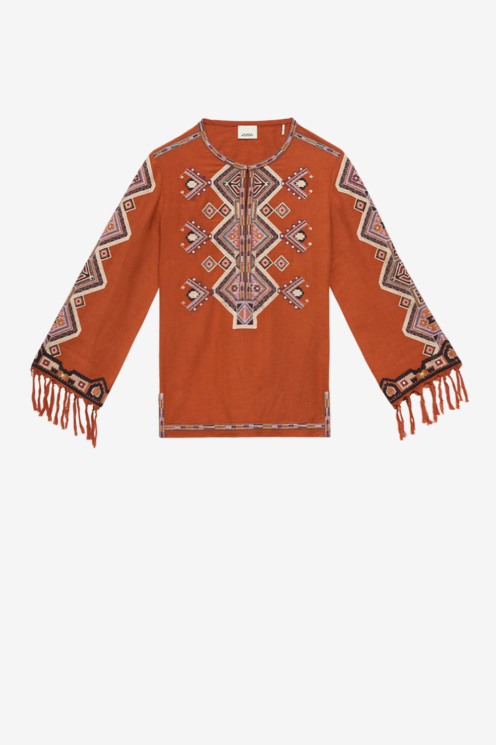 Blouse zelda en soie matka brodée - Orange - Woman - 1