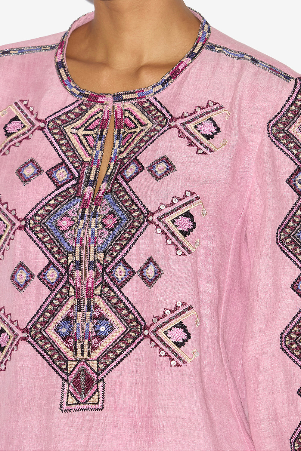 Blouse zelda en soie matka brodée - Antique rose - Woman - 3