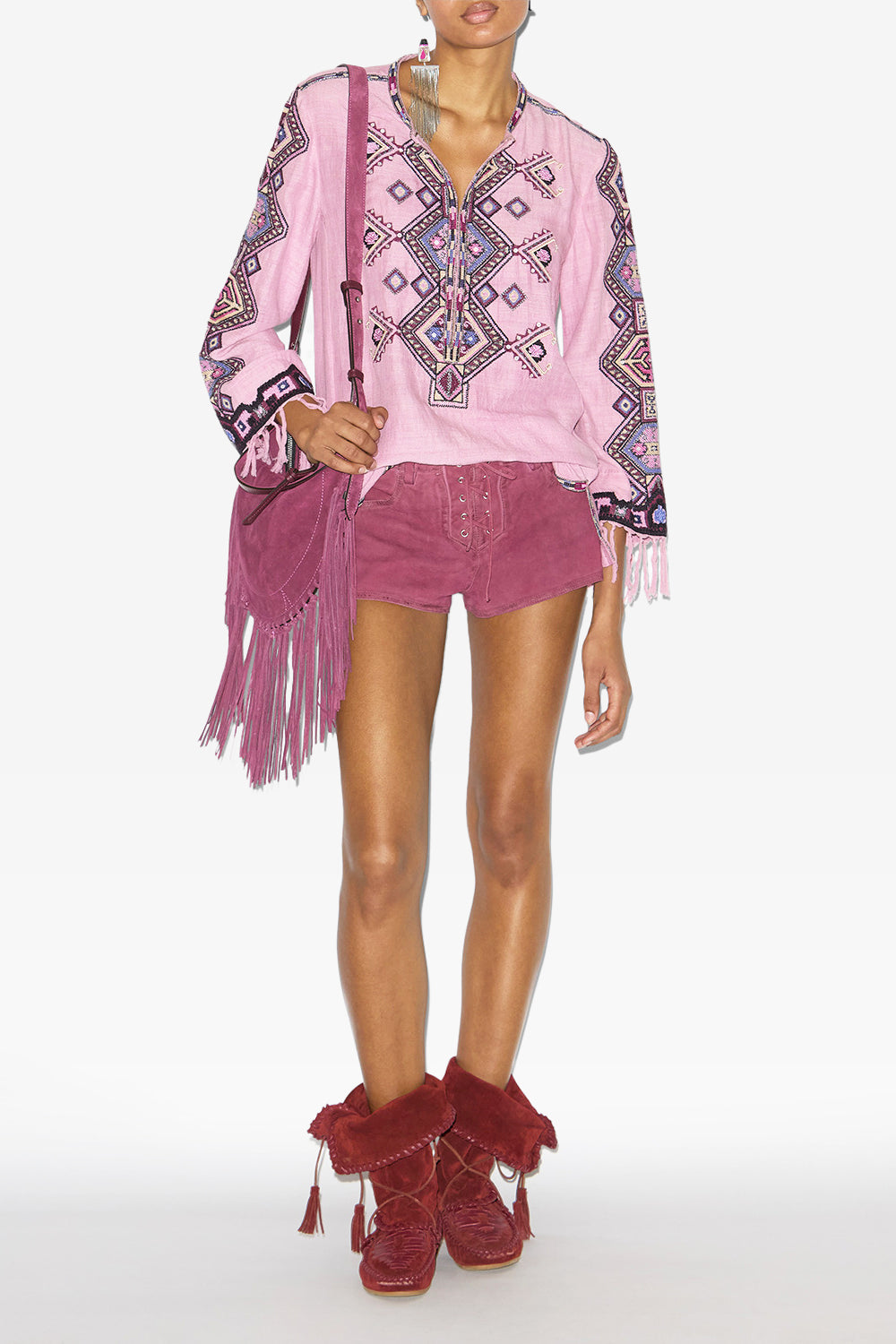 Blouse zelda en soie matka brodée - Antique rose - Woman - 2