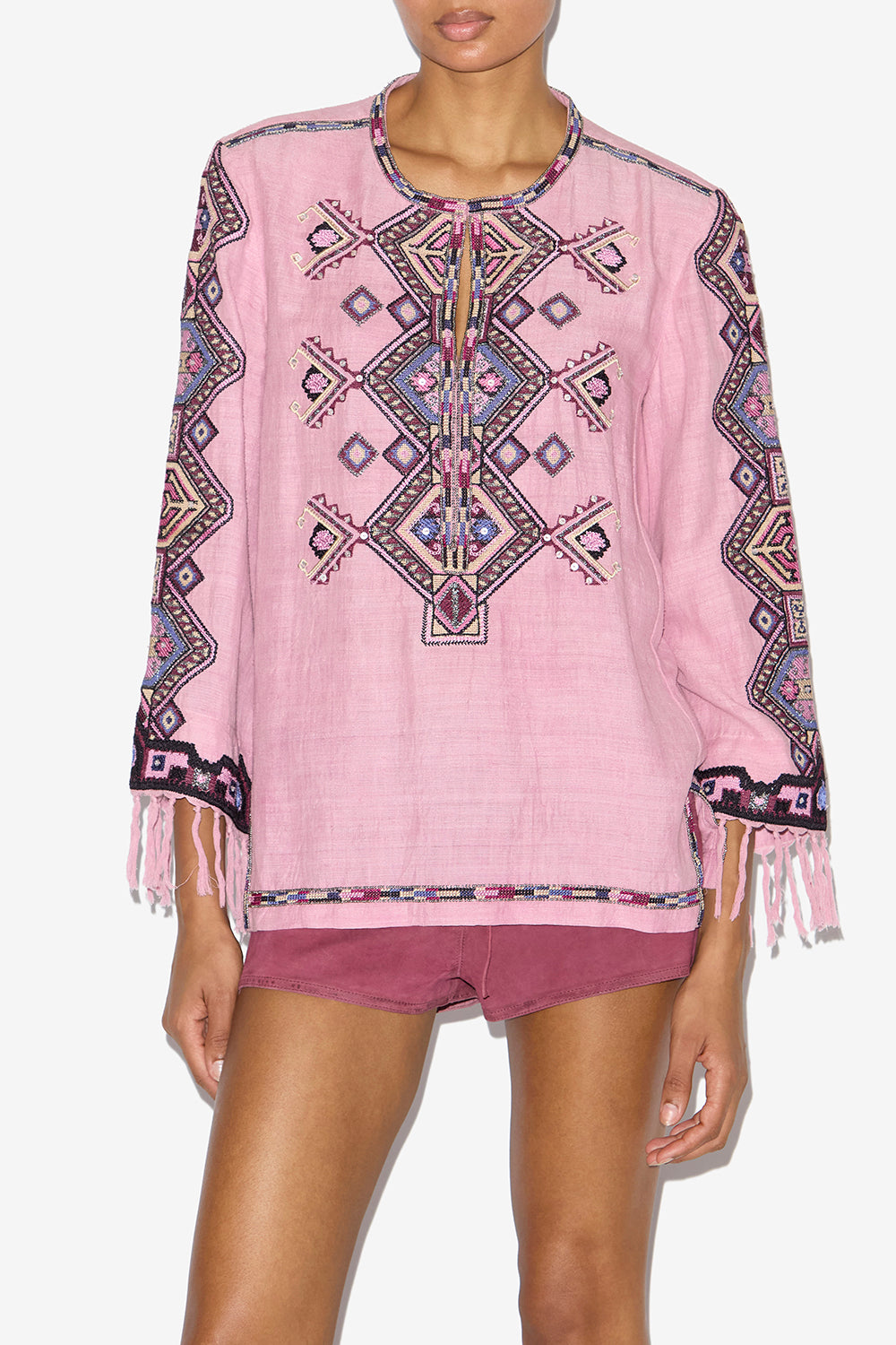 Blouse zelda en soie matka brodée - Antique rose - Woman - 4
