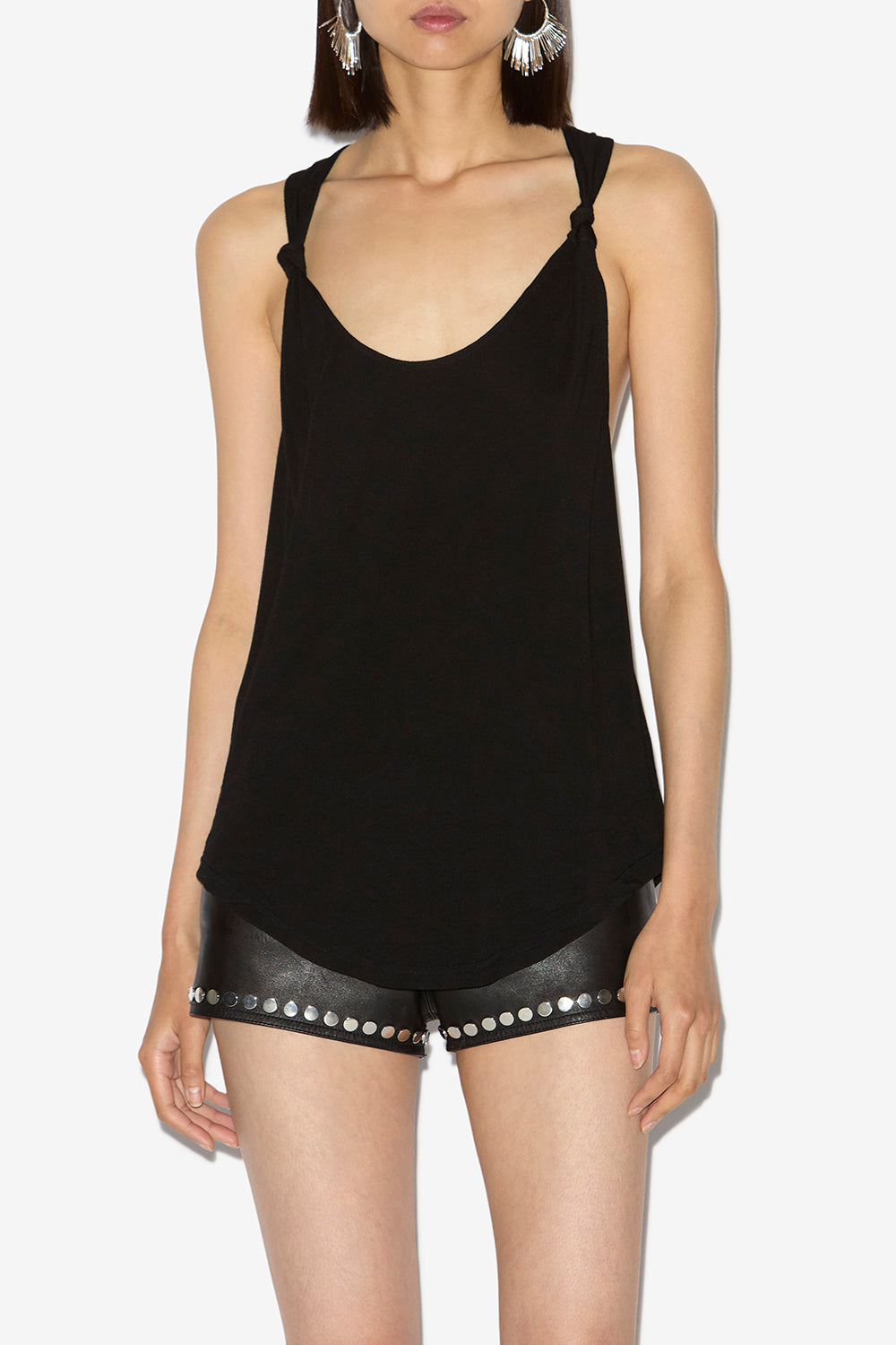 Einfarbiges top elody aus fließendem jersey - Schwarz - Woman - 4