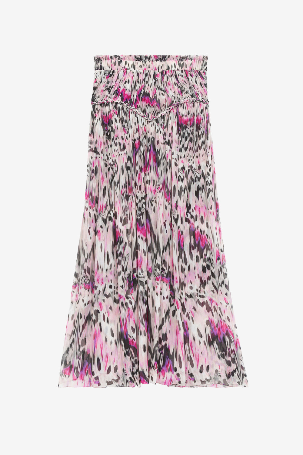 Gonna rolande in seta arricciata con stampa - Rosa - Woman - 1