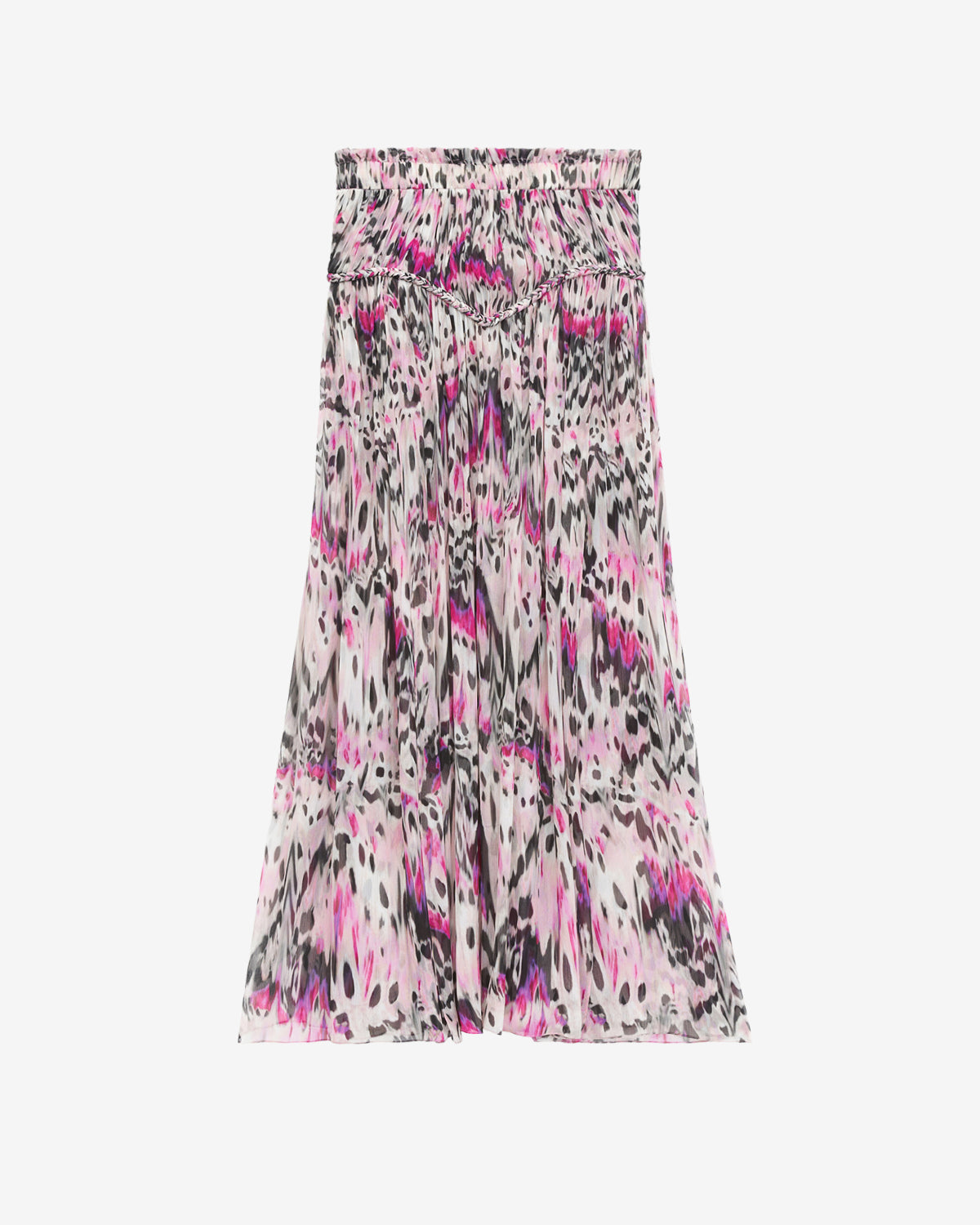 Gonna rolande in seta arricciata con stampa - Rosa - Woman - 5