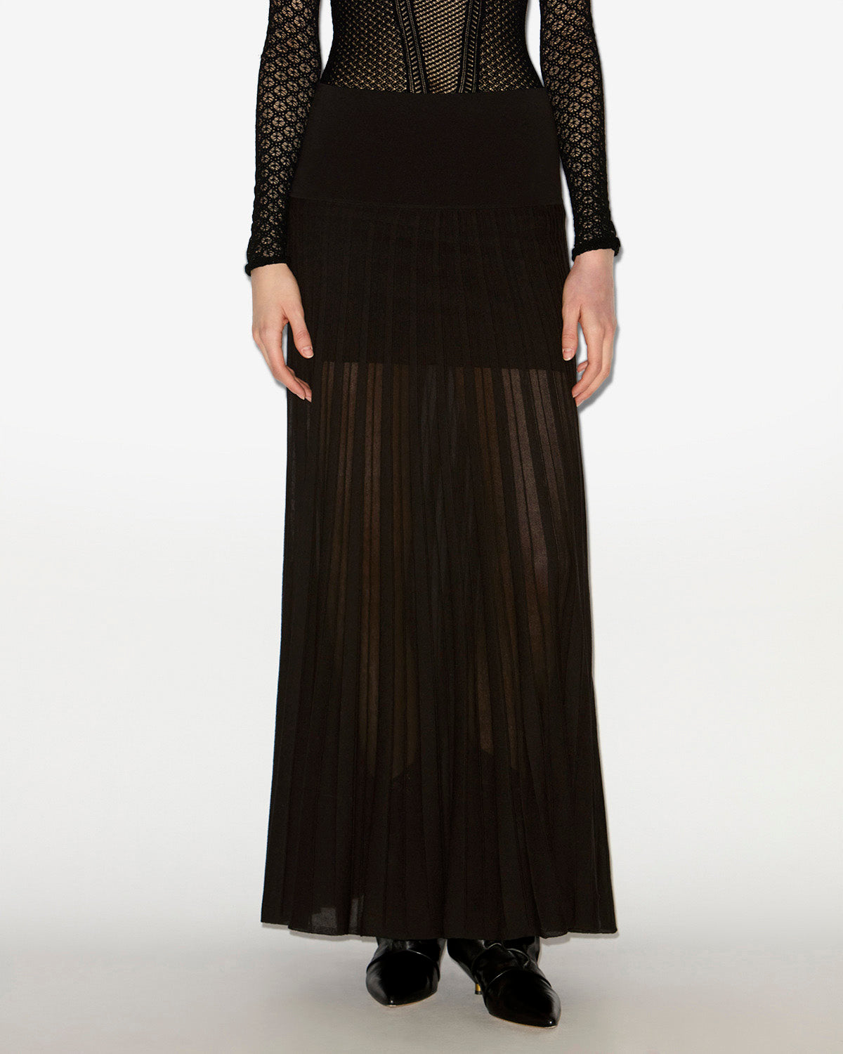 Falda larga ezra de punto plisada - Negro - Woman - 2