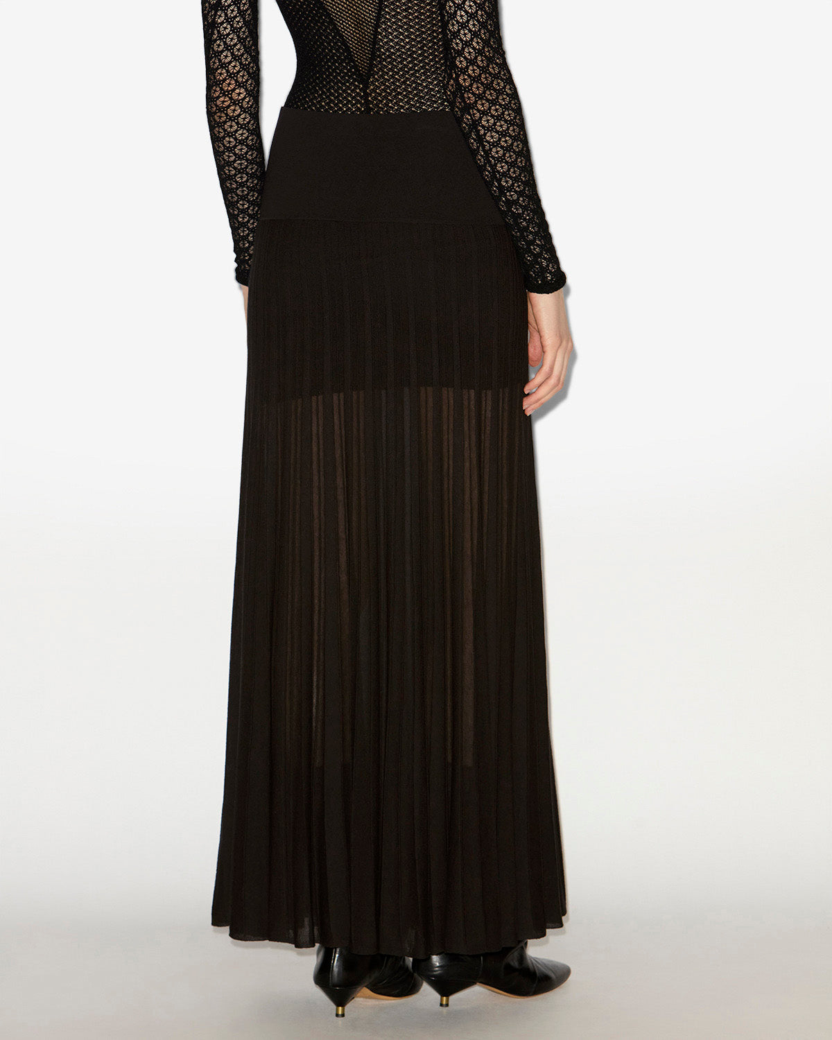 Falda larga ezra de punto plisada - Negro - Woman - 3