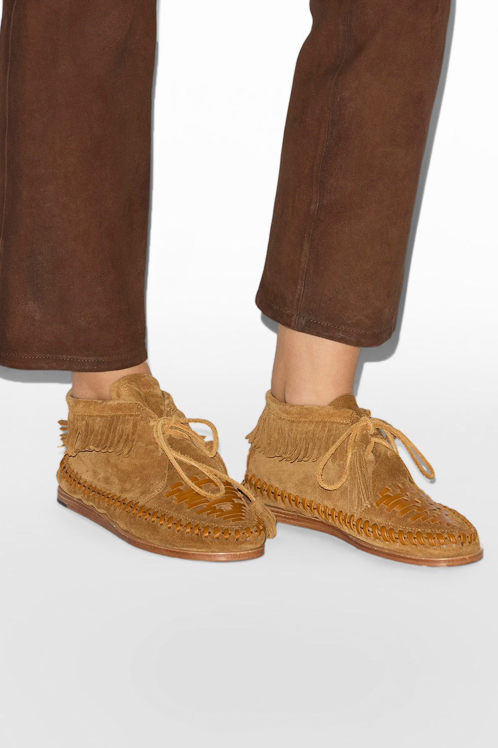 Mocassins felsa en cuir suédé à franges - Cognac - Woman - 6