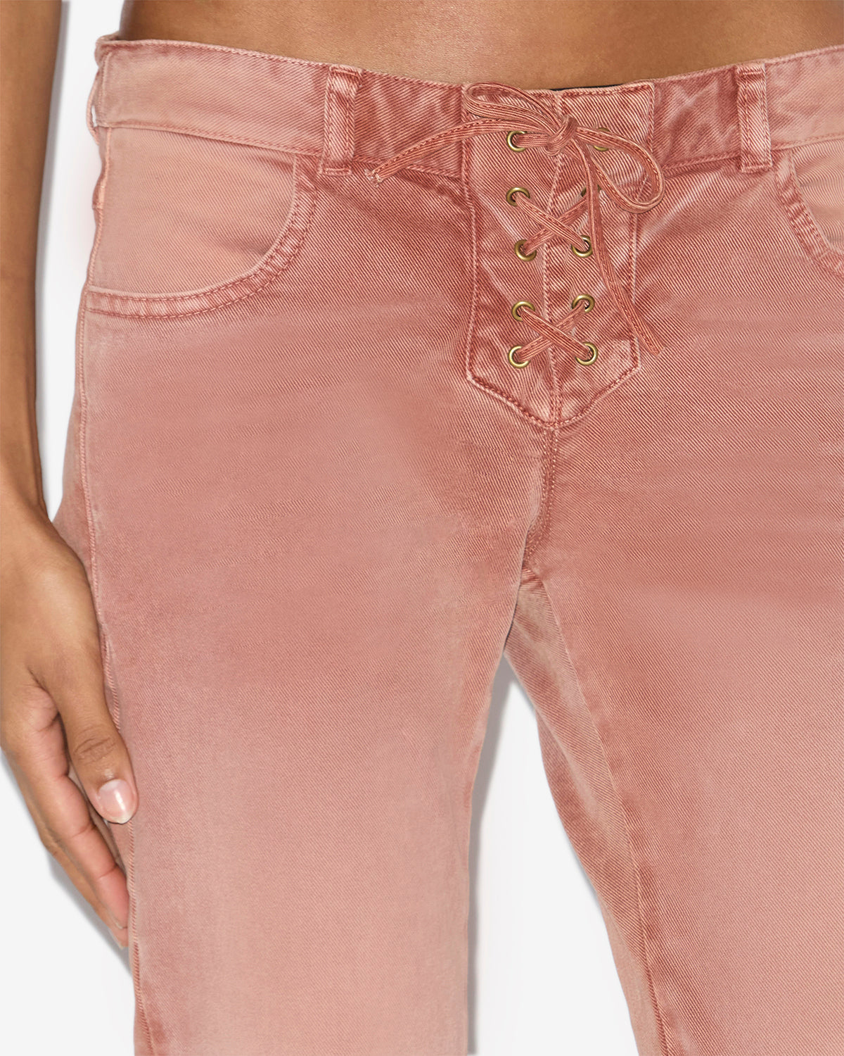 Jeans con allacciature vanel in denim - Burnt henna - Woman - 2