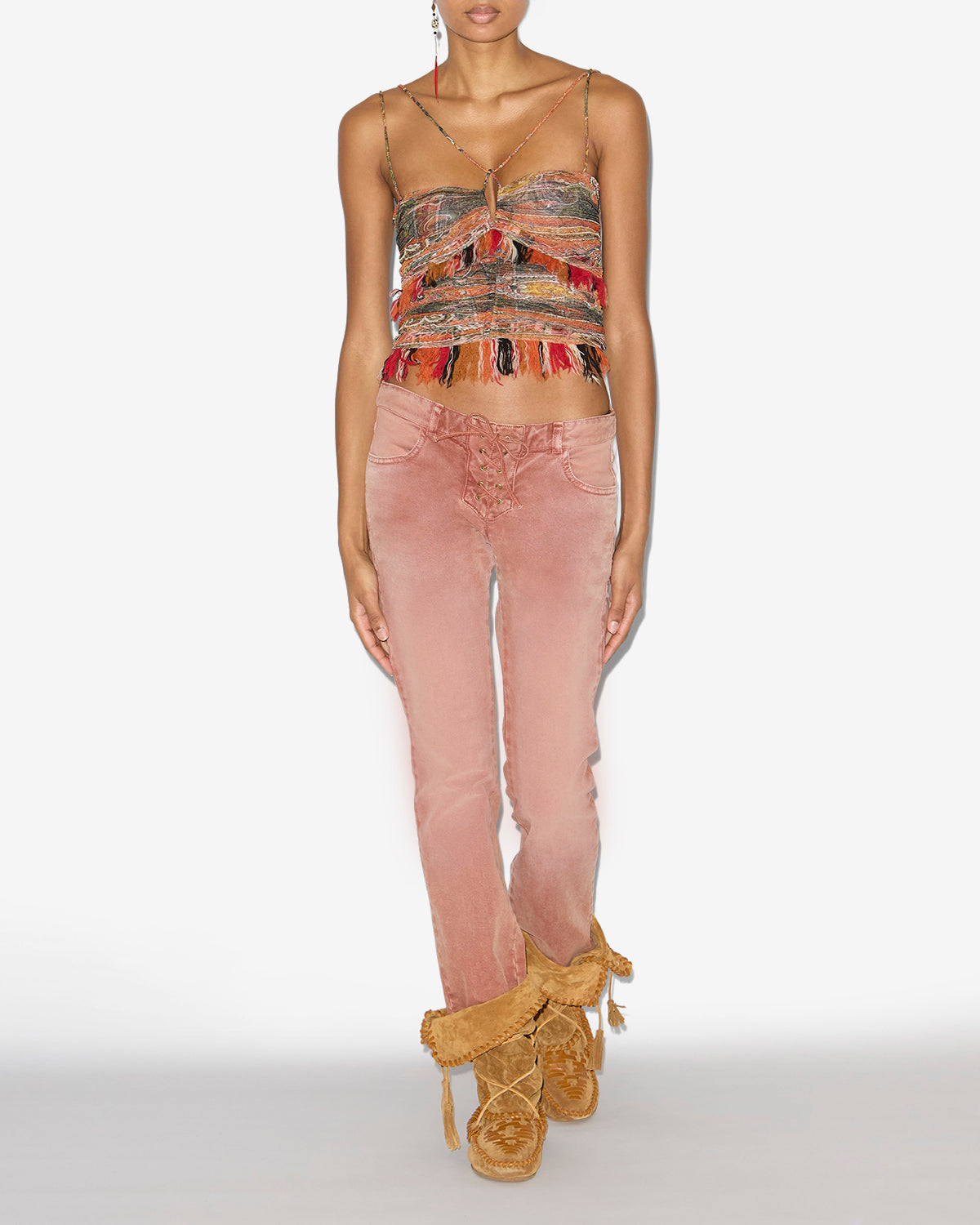 Jeans con allacciature vanel in denim - Burnt henna - Woman - 1