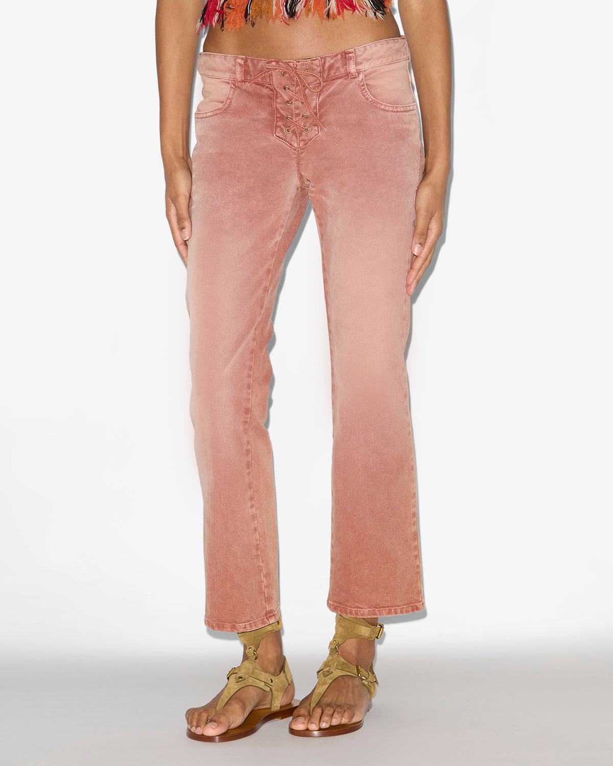 Jeans con allacciature vanel in denim - Burnt henna - Woman - 3