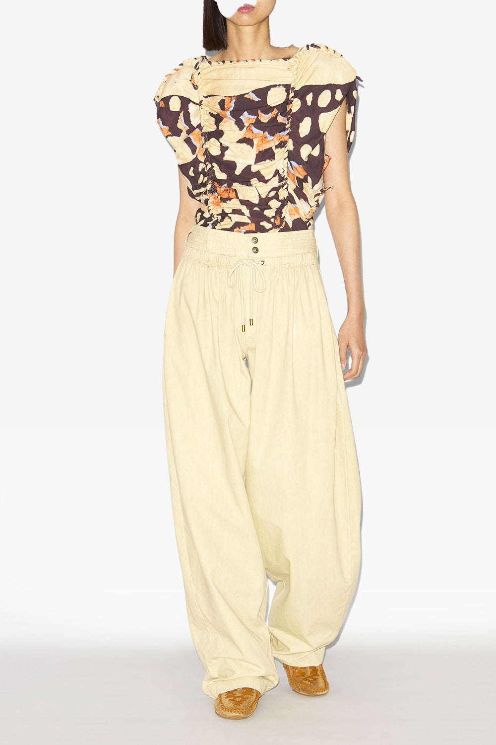 Pantalon loose inaya à fronces - Écru - Woman - 2