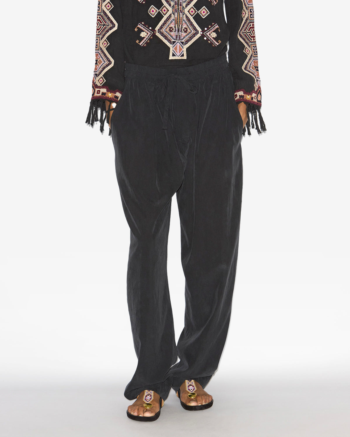 Hectorina gathered technical fabric pants - Black - Woman - 3