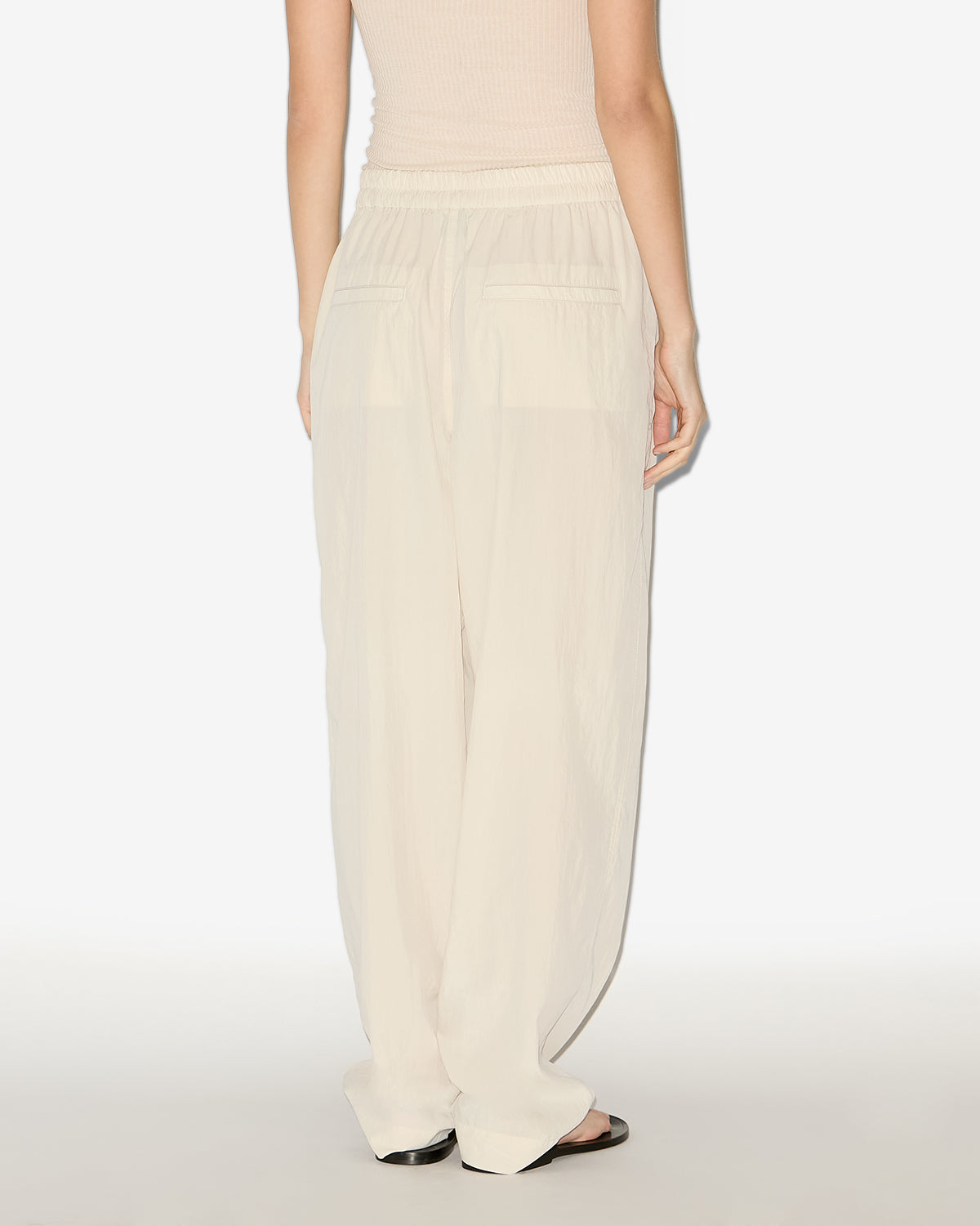 Pantalón hectorina de tejido técnico fruncido - Crudo - Woman - 4