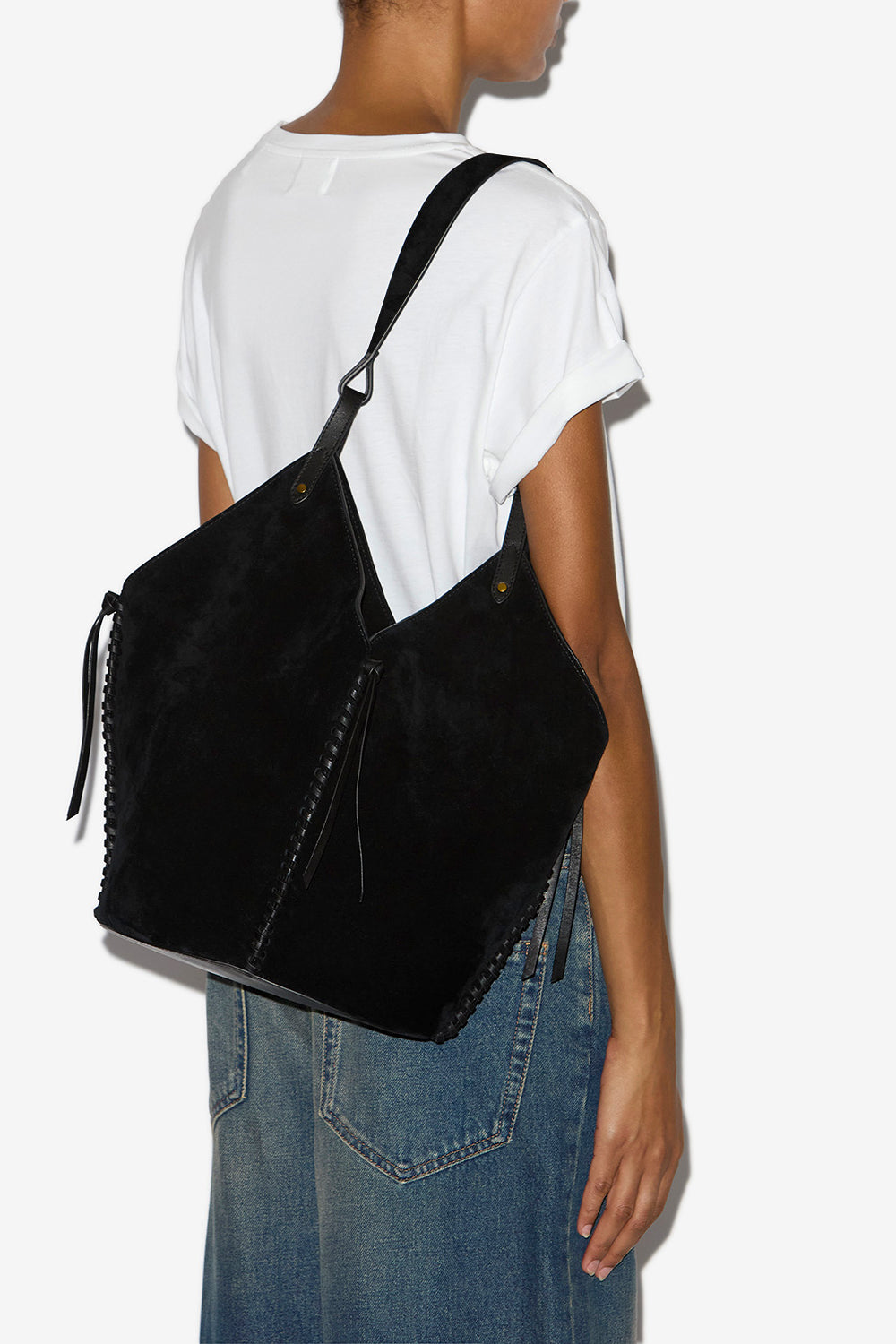 Shopping bag tampa in pelle scamosciata - Nero - Woman - 2