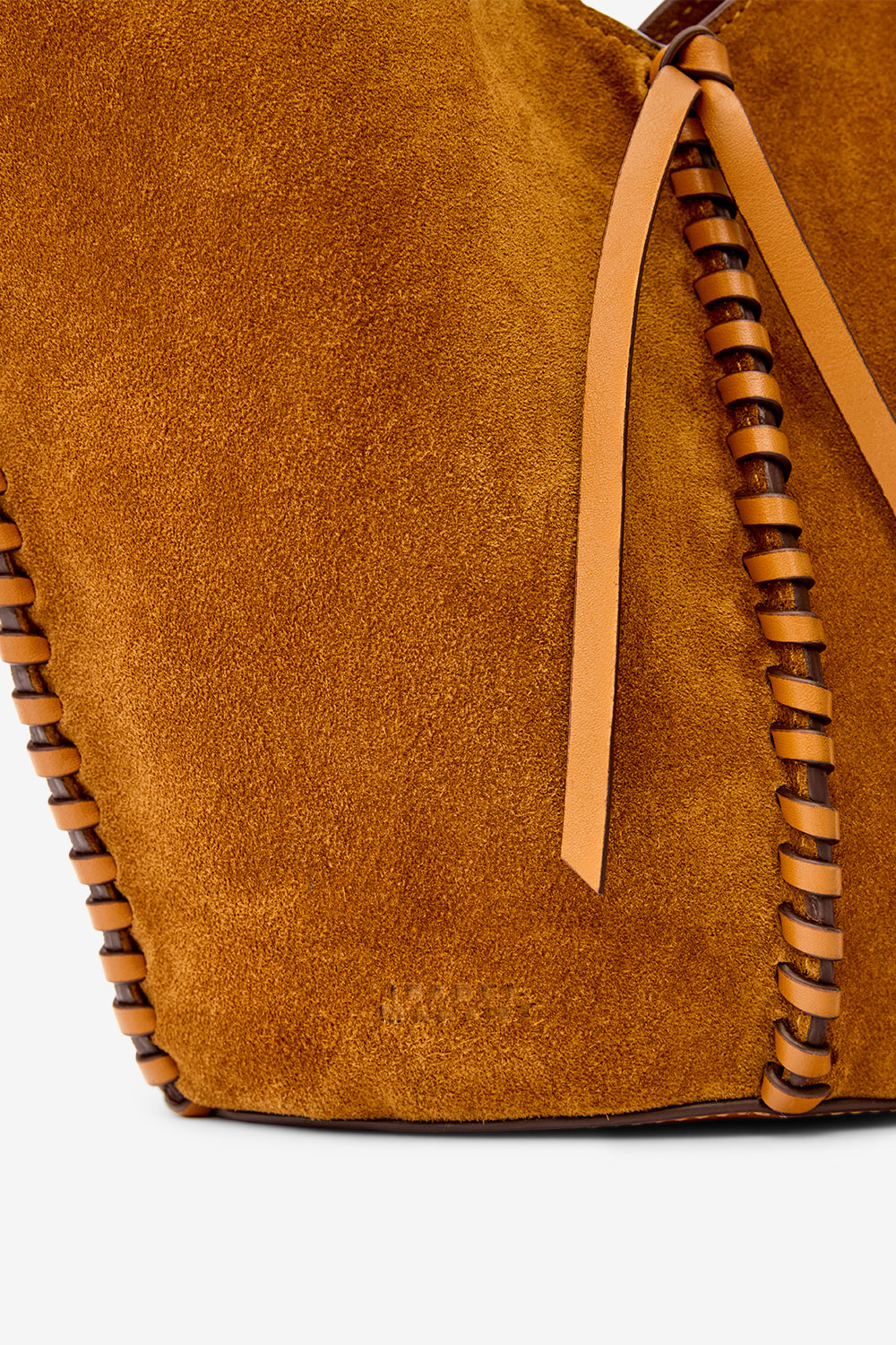 Borsetta a secchiello tampa in pelle scamosciata - Cognac - Woman - 4