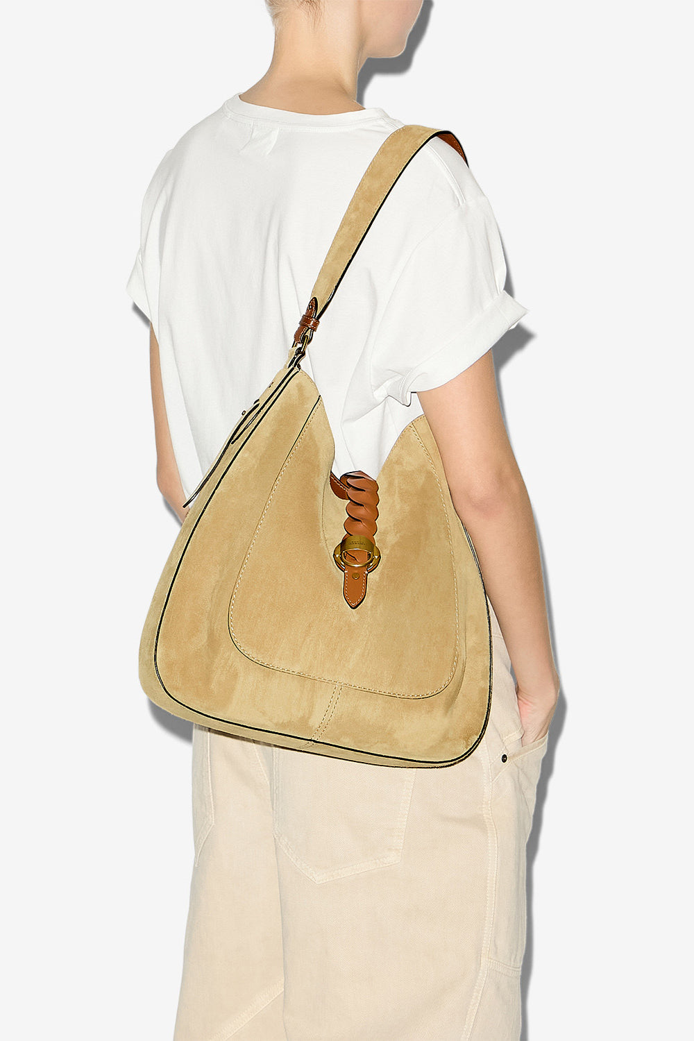 Sac altay hobo en cuir de veau velours - Beige - Woman - 2