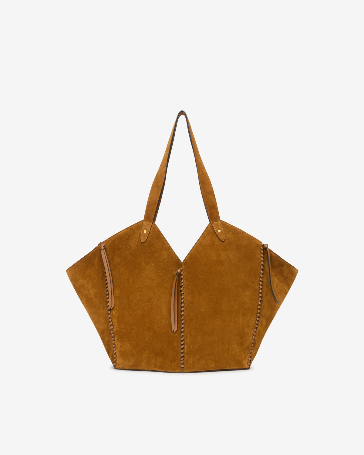 Suede leather tote bag - Cognac - Woman - 3