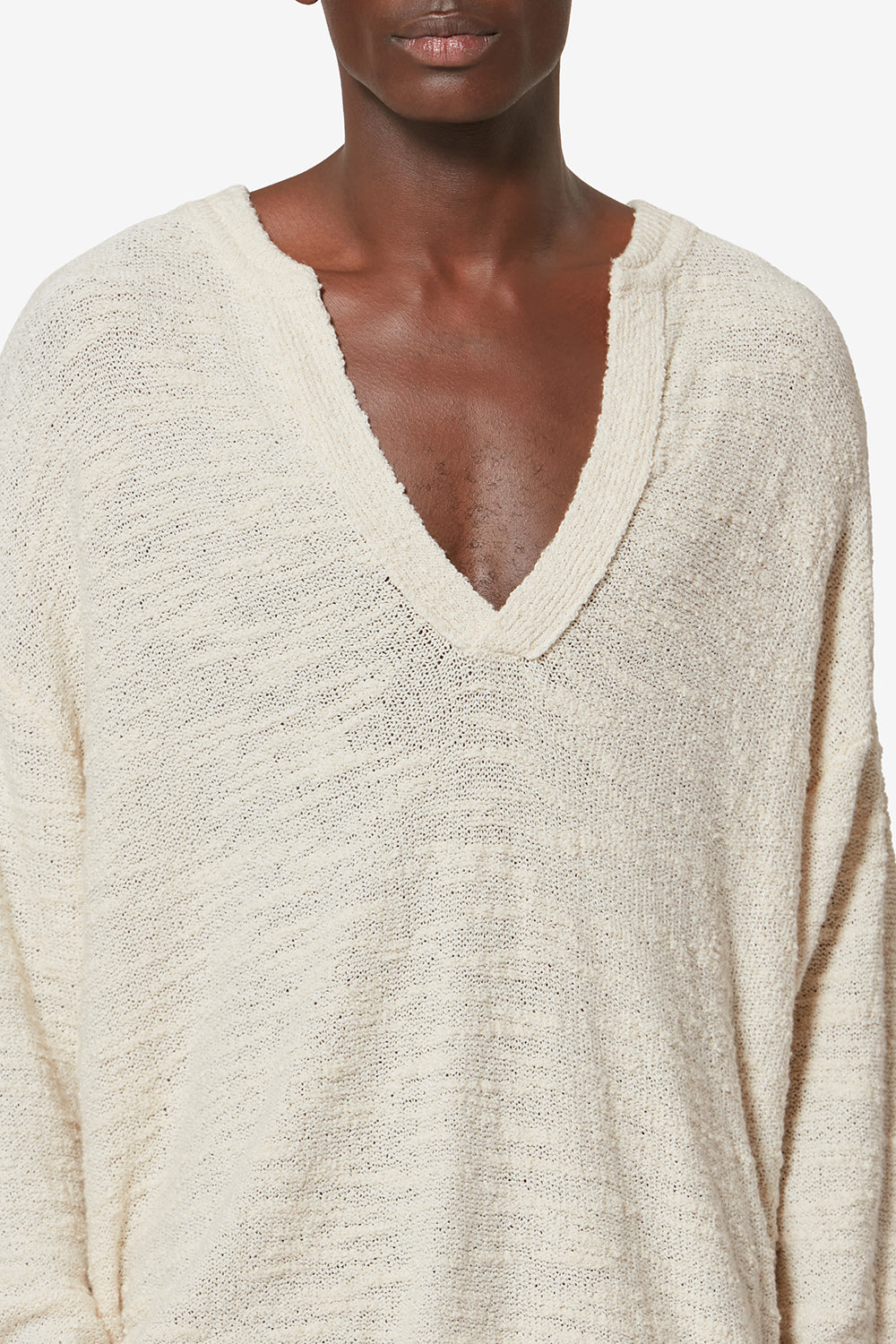 Arnold textured knit sweater - Ecru - Man - 3