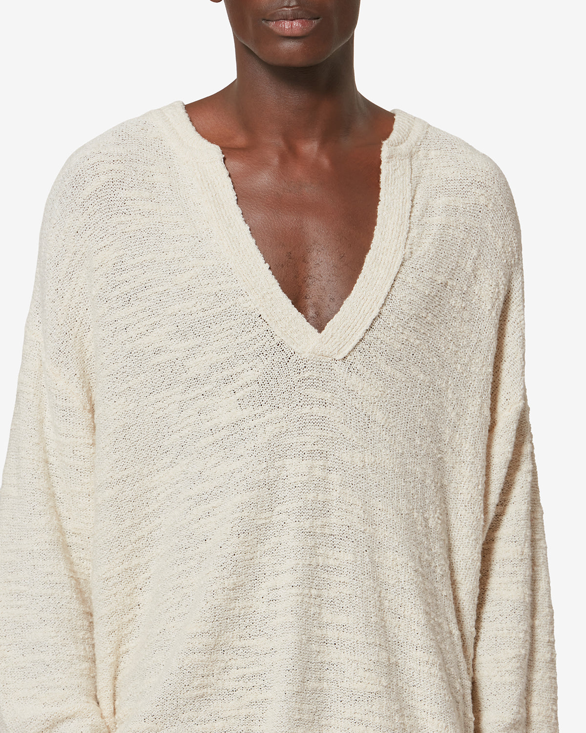 Arnold textured knit sweater - Ecru - Man - 2