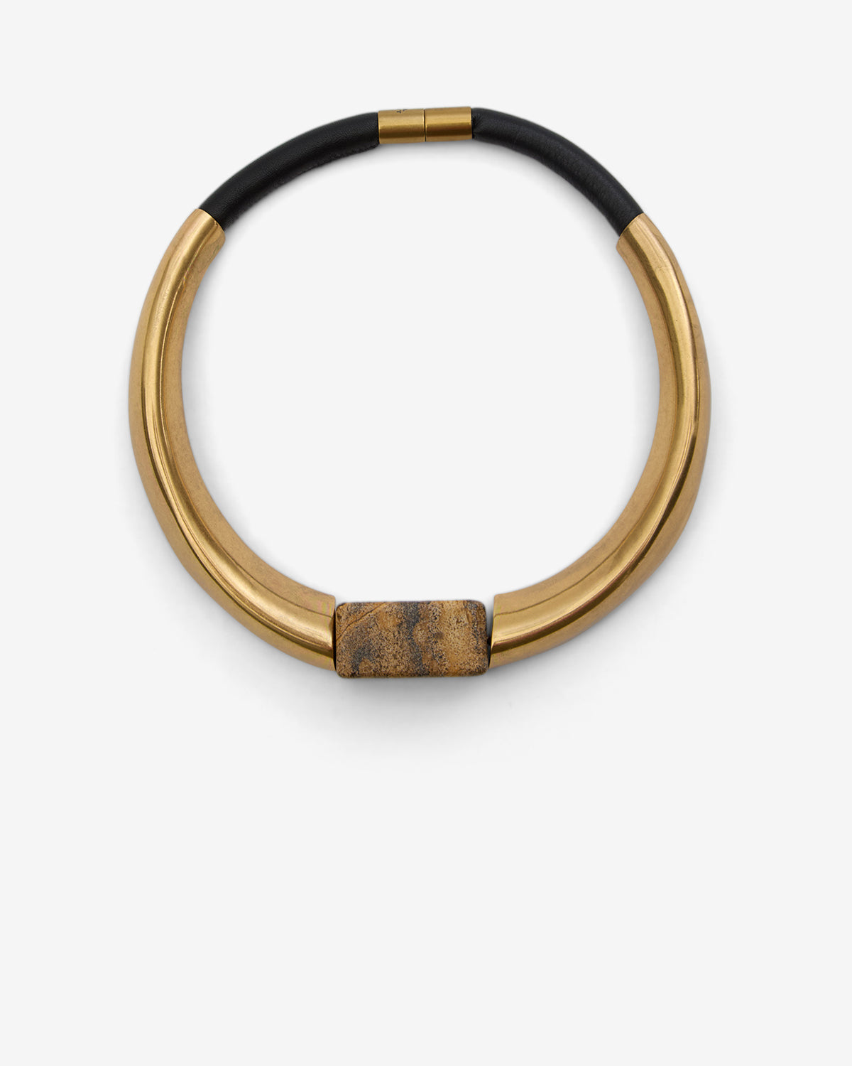 Noly brass, leather, and stone necklace - Natural-light brass - Woman - 1