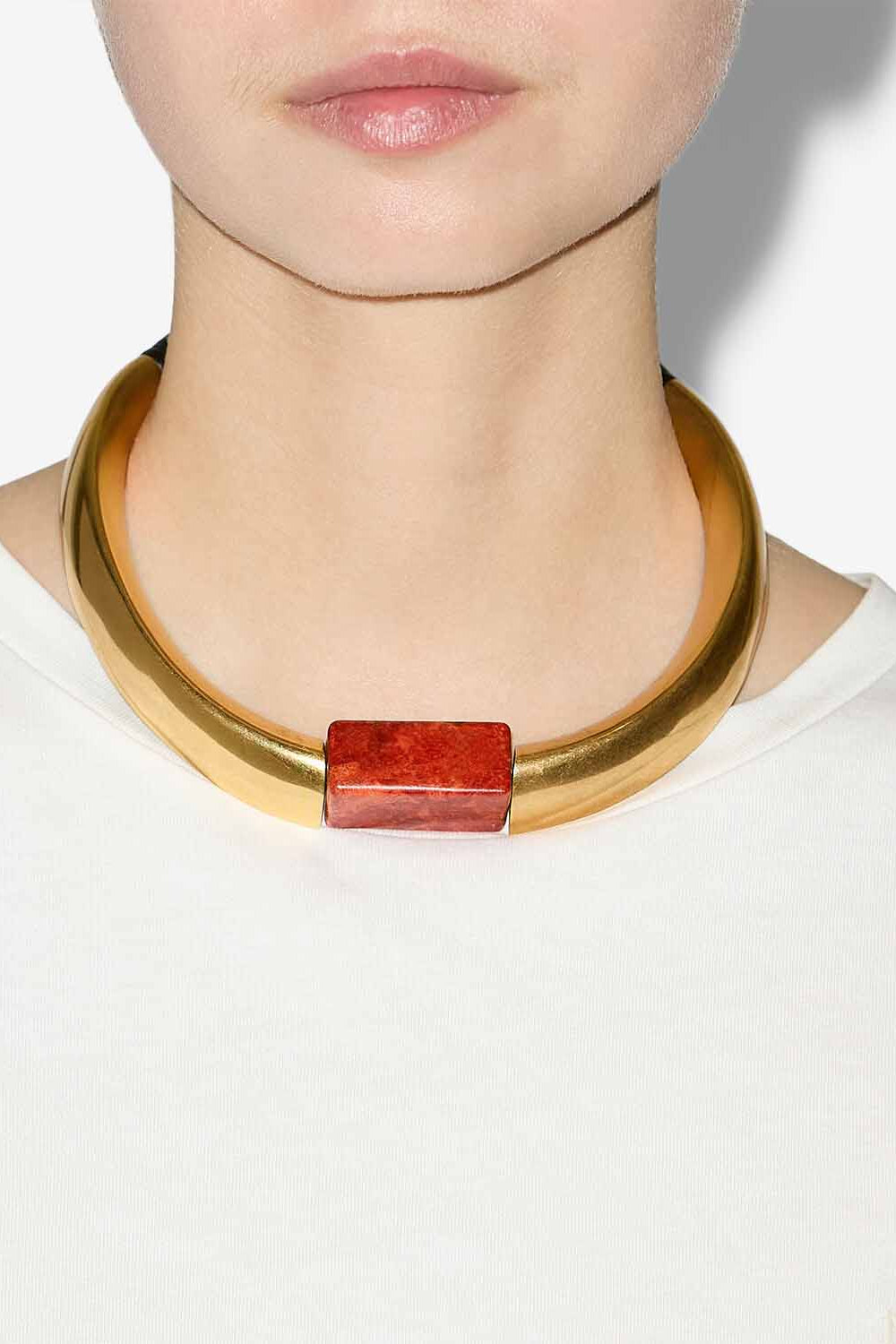 Ras du cou noly avec pierre - Orange-light brass - Woman - 2